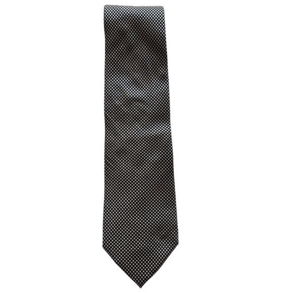 Daniel Cremieux Yellow Black Tie 100% Silk Made in France Polka Dot - Picture 4 of 6